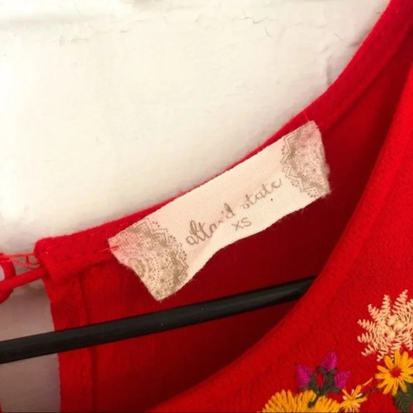 🍁Altar'd State Red Embroidered Swing Mini Dress - Picture 4 of 6